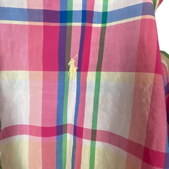 Ralph Lauren Plaid men’s button up shirt size large pastel colors preppy - Picture 4 of 12